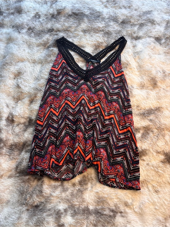 Ambiance Tops - Ambiance Zigzag Chevron Lace-Trim Cami in Red and Black